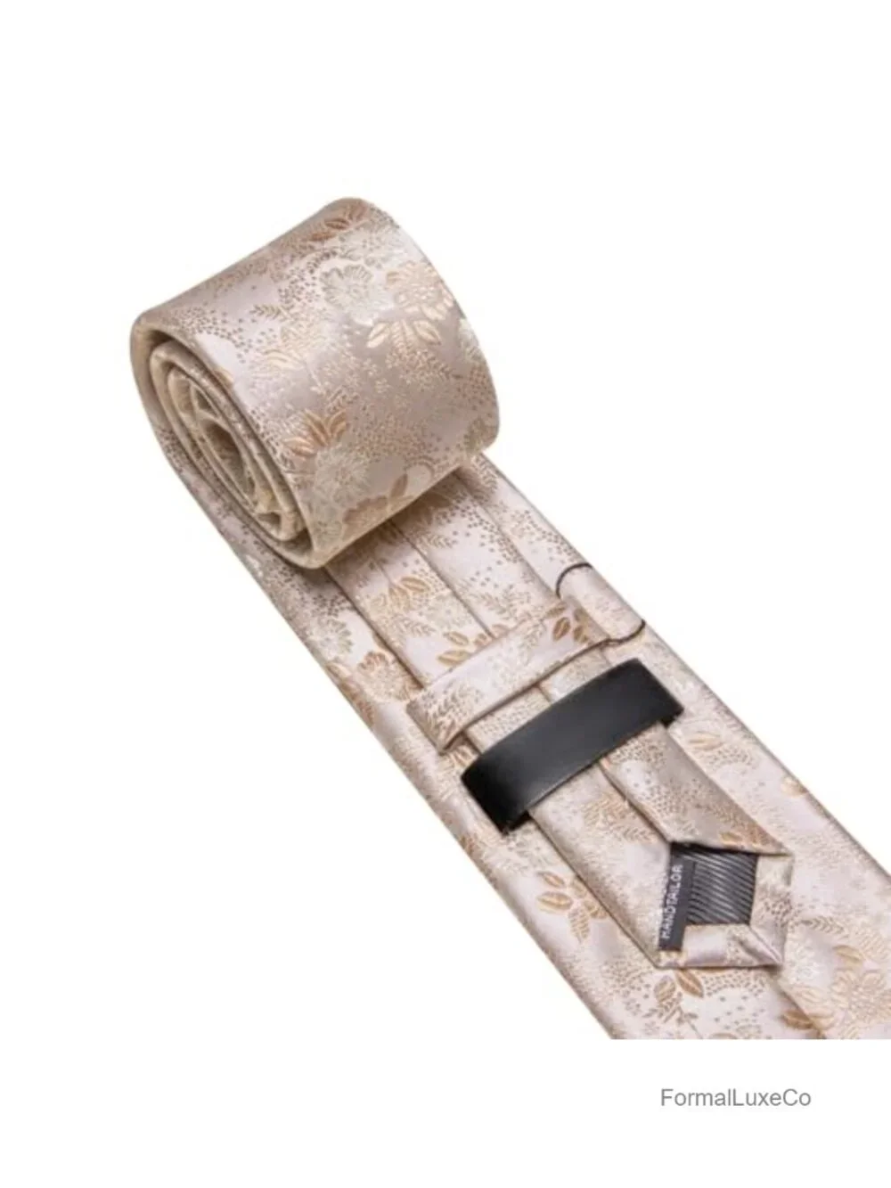 Silk Woven Floral Tie Set with Handkerchief Cufflinks for Men Wedding Party